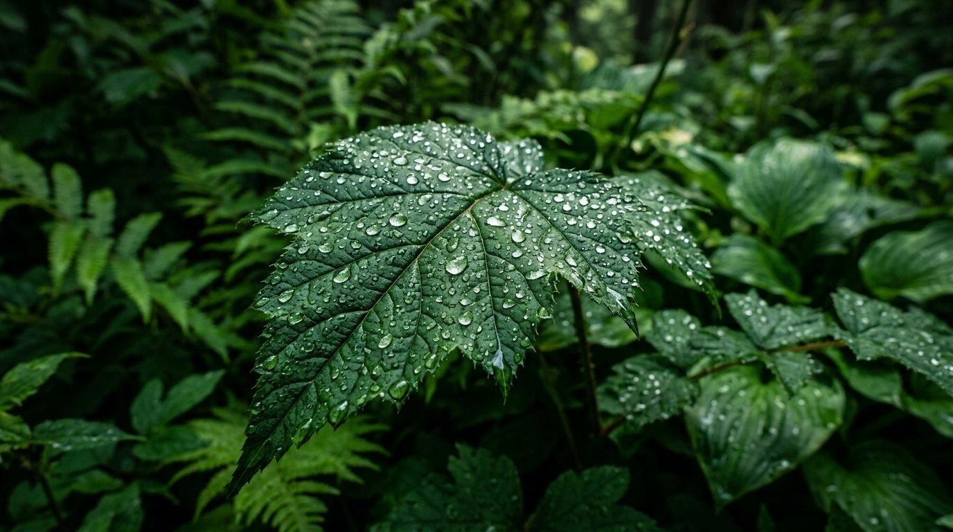 Lush green botanical leaves texture
